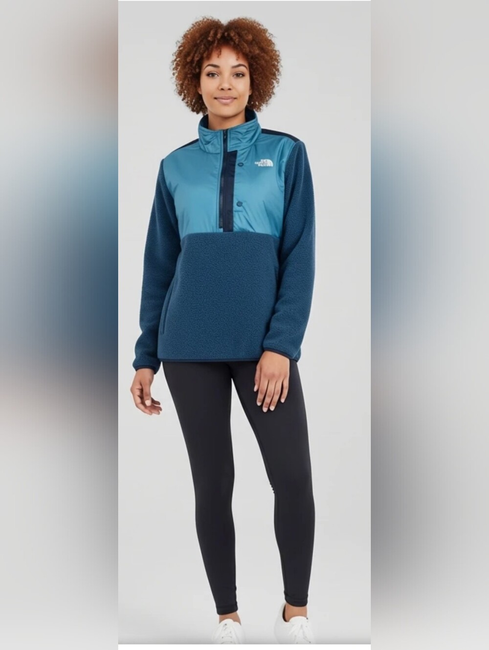 North Face Half Zip Jacket Women Medium Fleece Pullover  Teal Blue